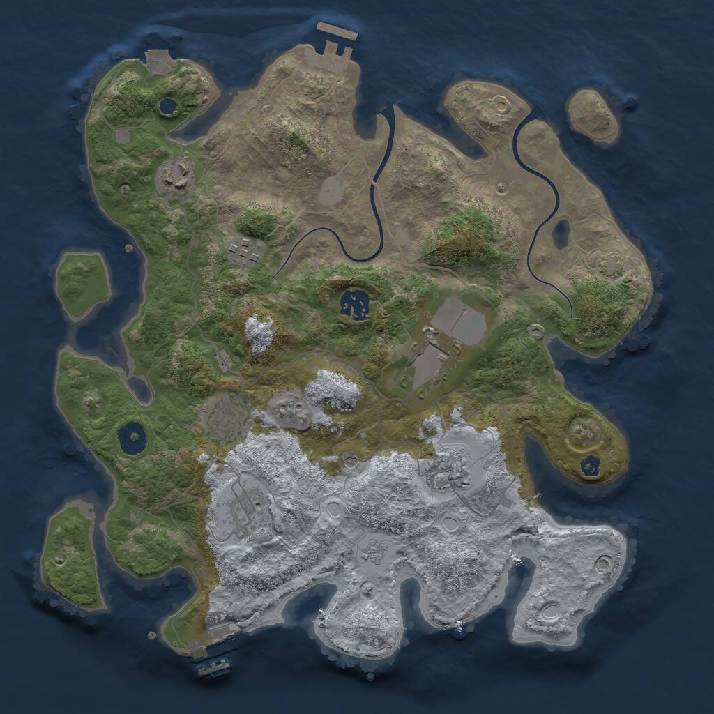 Rust Map: Procedural Map, Size: 3500, Seed: 4022539, 13 Monuments
