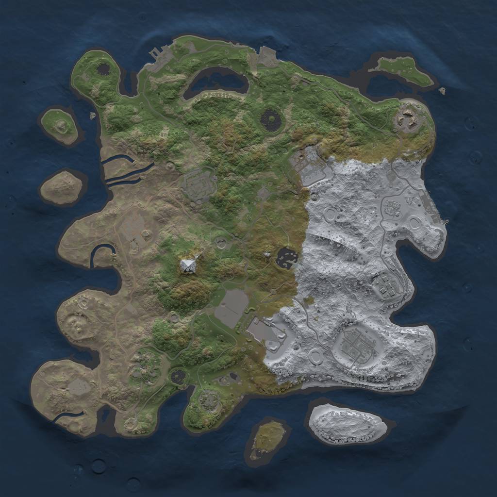 Rust Map: Procedural Map, Size: 3500, Seed: 2026488317, 17 Monuments
