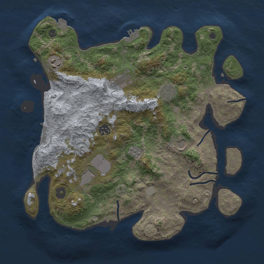 Rust Map: Procedural Map, Size: 3500, Seed: 1422169527, 14 Monuments