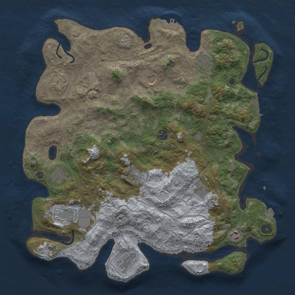Rust Map: Procedural Map, Size: 4250, Seed: 593812564, 19 Monuments