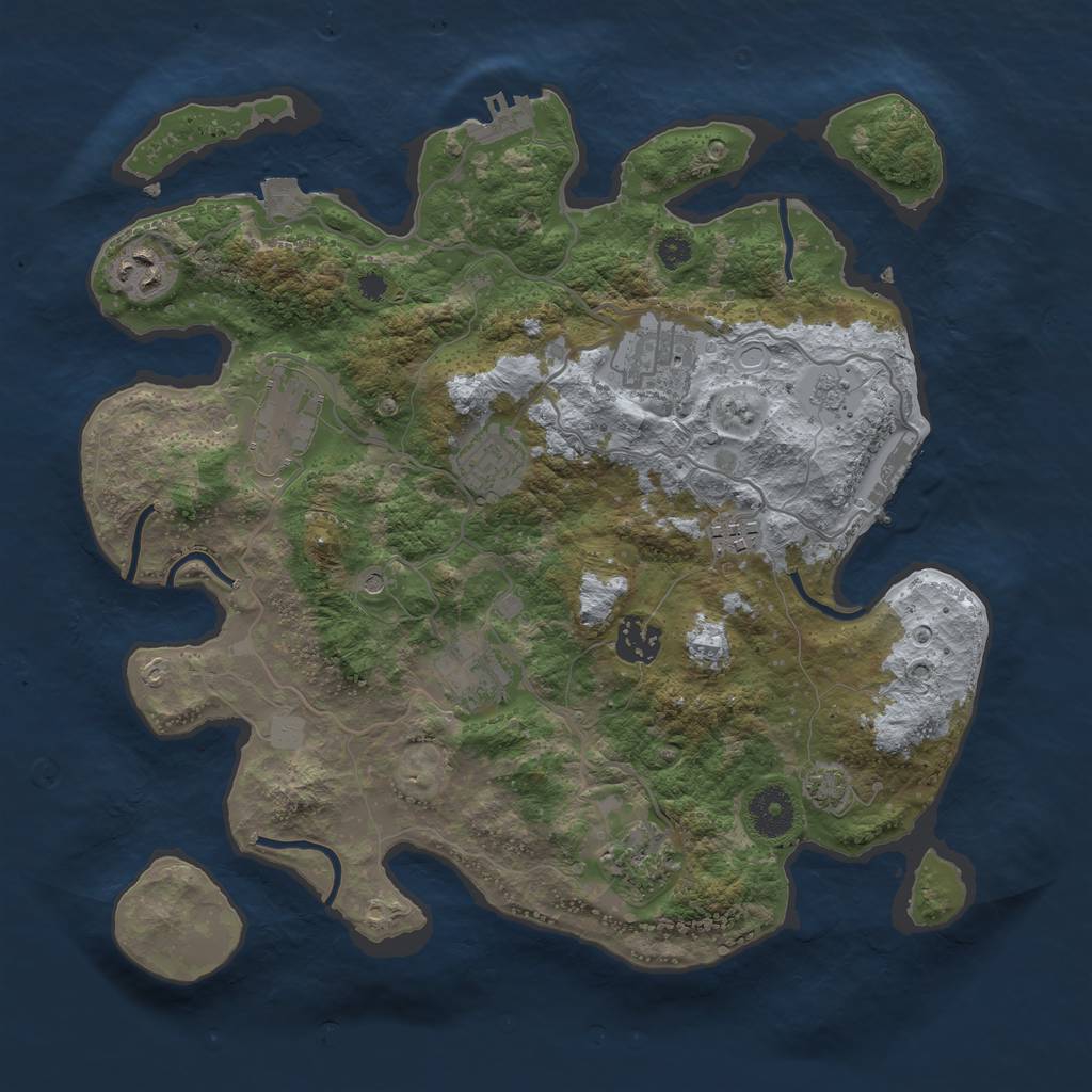 Rust Map: Procedural Map, Size: 3450, Seed: 10643026, 16 Monuments