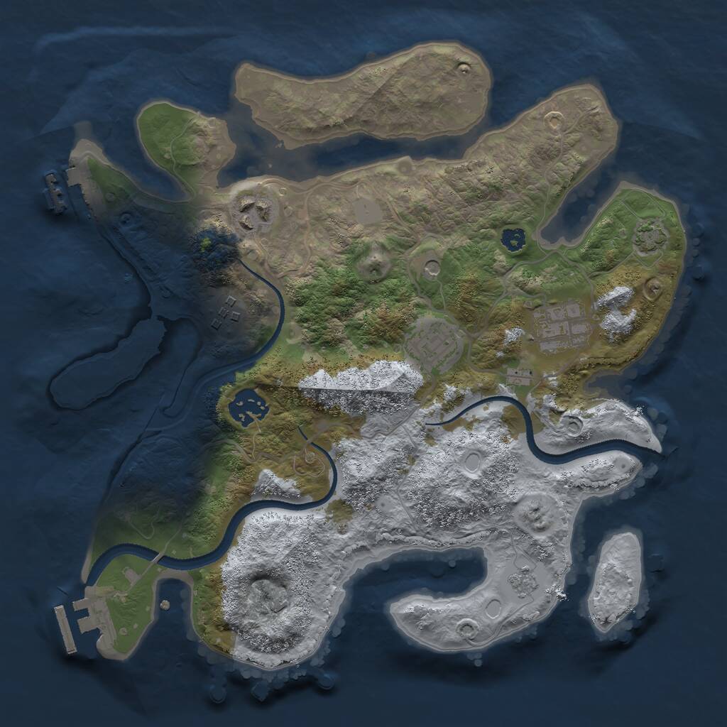 Rust Map: Procedural Map, Size: 3000, Seed: 123445678, 11 Monuments