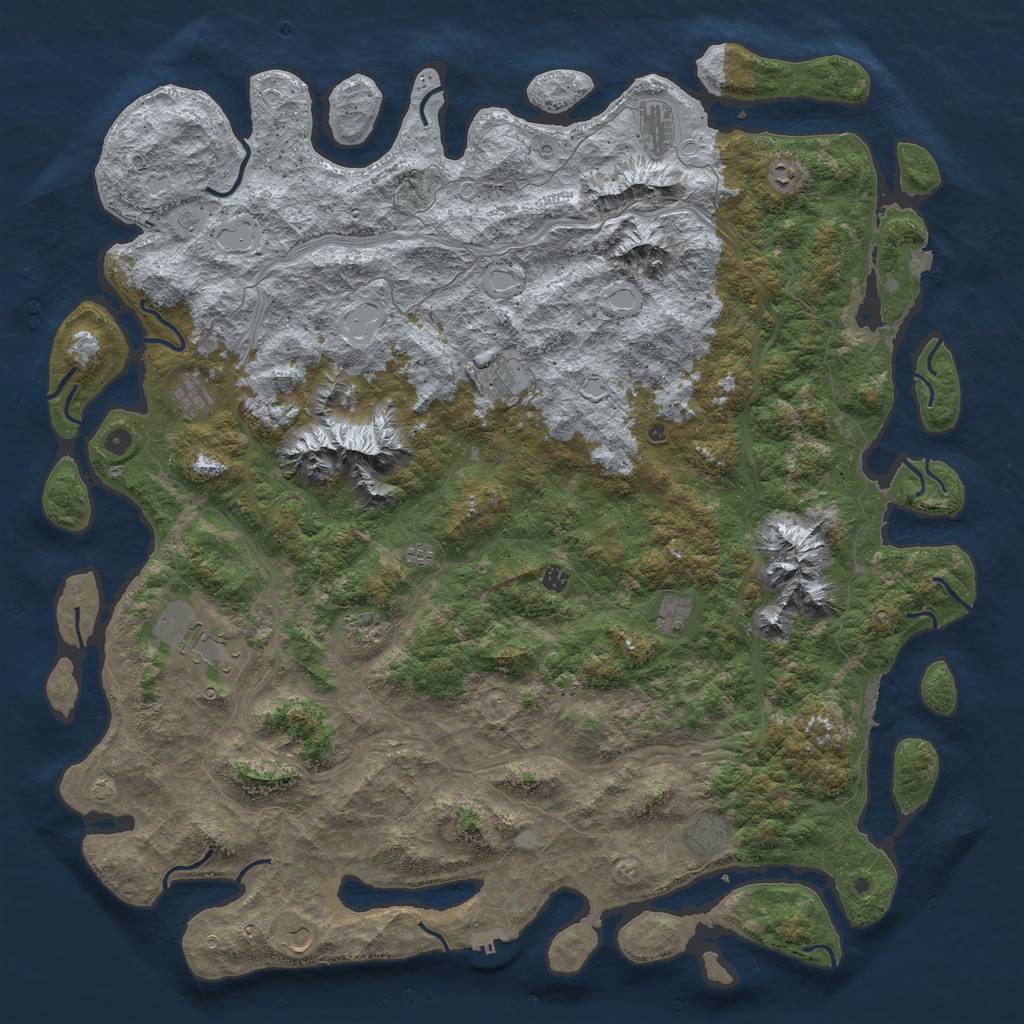 Rust Map: Procedural Map, Size: 6000, Seed: 2345623, 19 Monuments