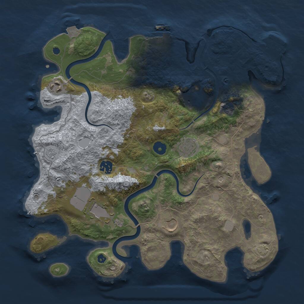 Rust Map: Procedural Map, Size: 3500, Seed: 902020, 13 Monuments