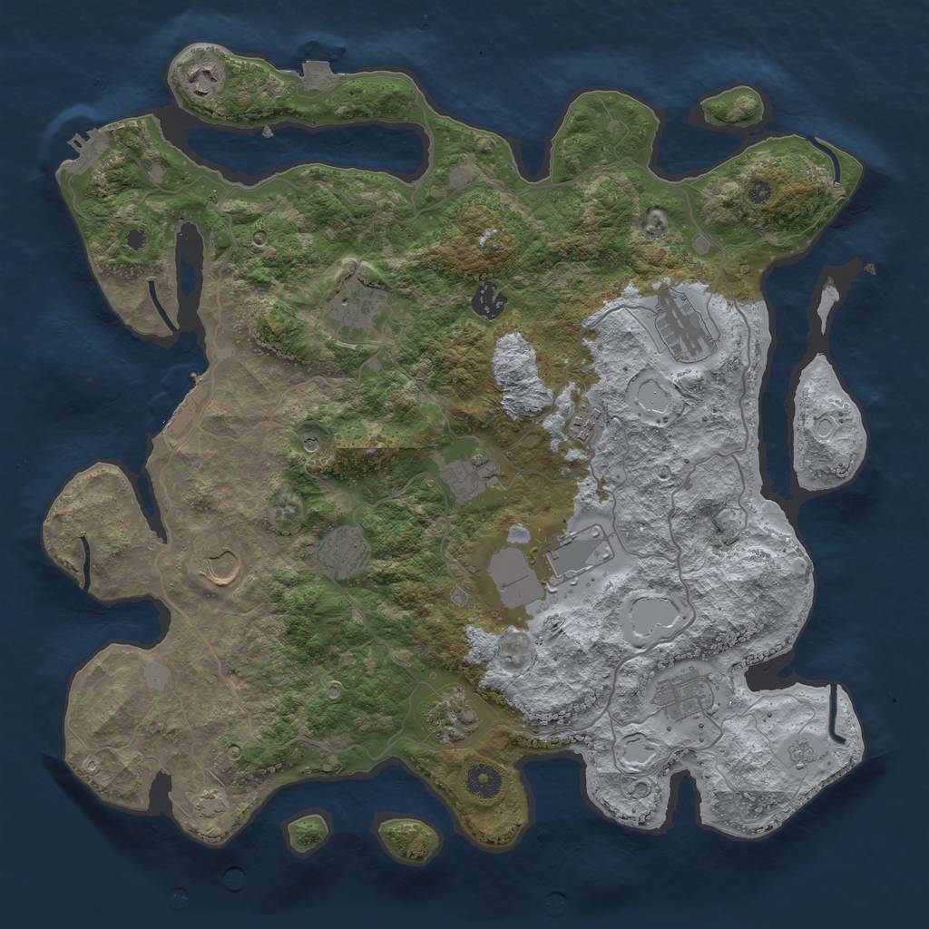 Rust Map: Procedural Map, Size: 4000, Seed: 22195599, 19 Monuments