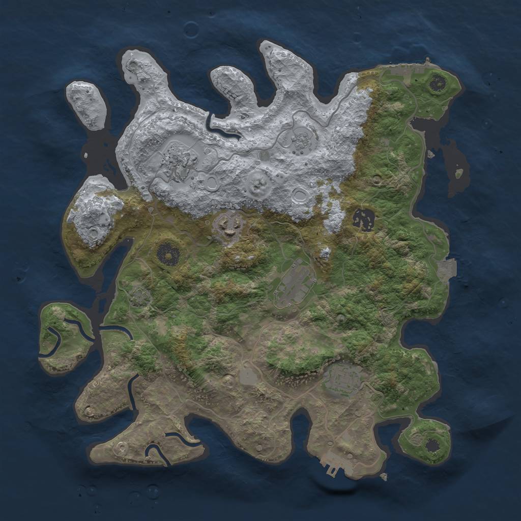 Rust Map: Procedural Map, Size: 3350, Seed: 388254394, 12 Monuments