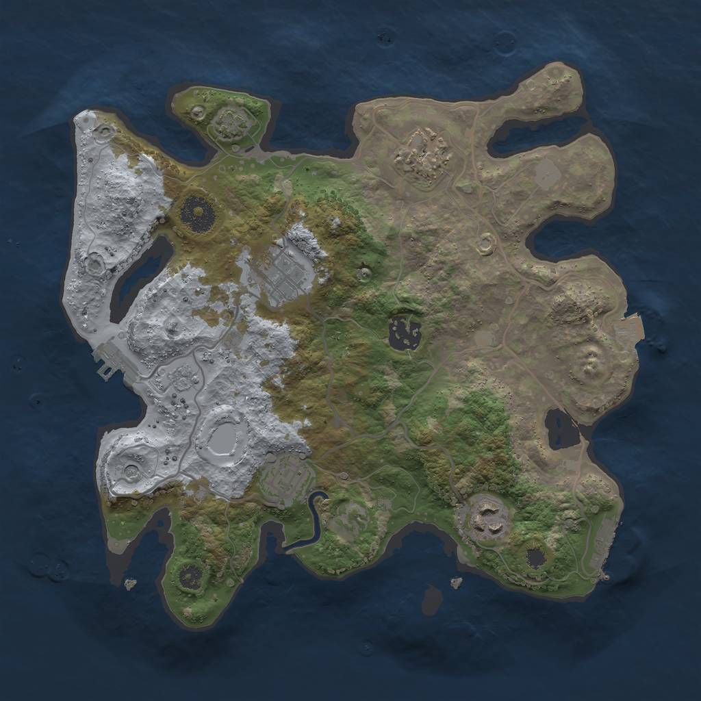 Rust Map: Procedural Map, Size: 3000, Seed: 1324589731, 13 Monuments