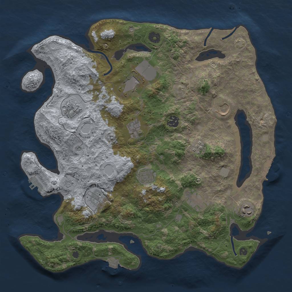 Rust Map: Procedural Map, Size: 3700, Seed: 1441133105, 18 Monuments