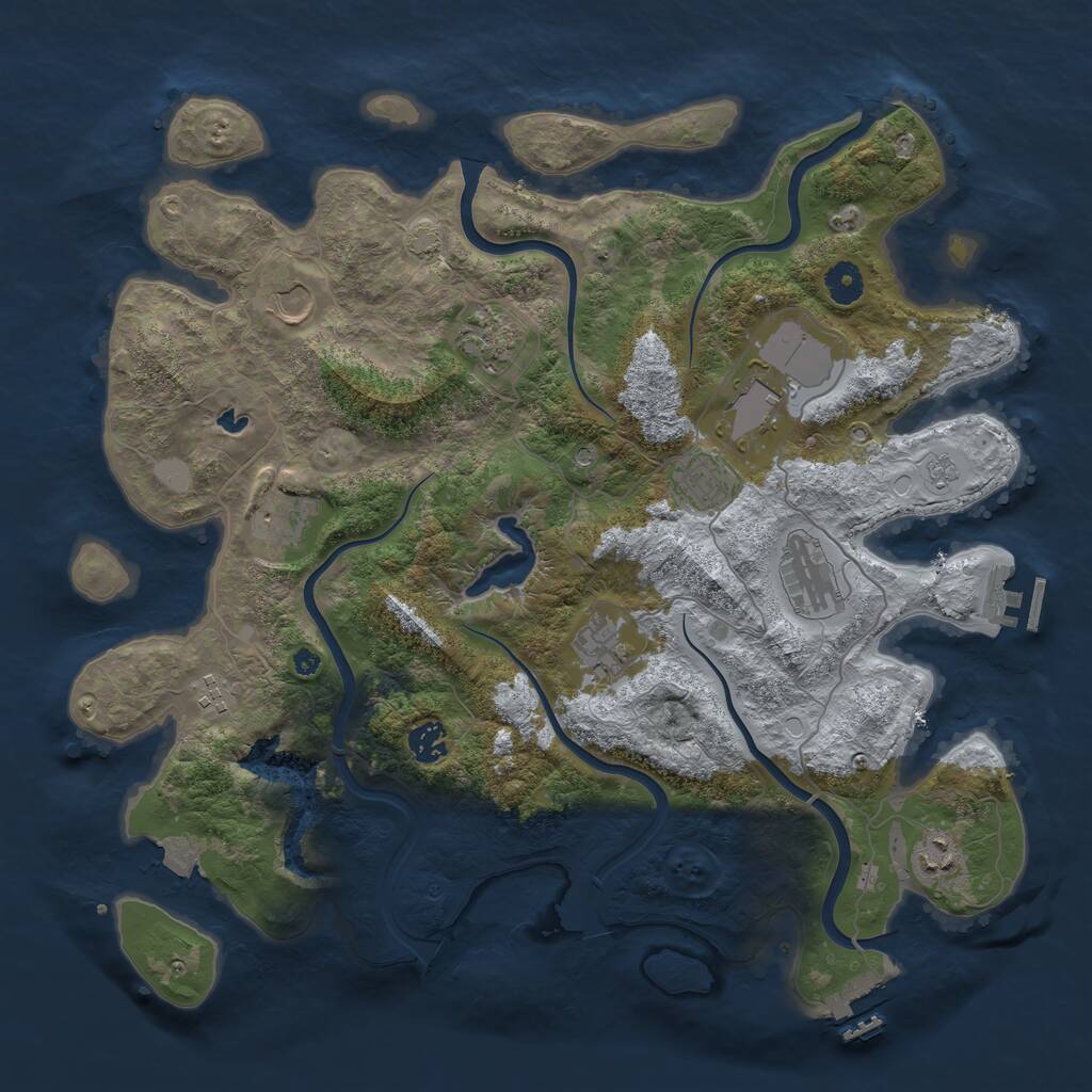 Rust Map: Procedural Map, Size: 4100, Seed: 27621023, 16 Monuments