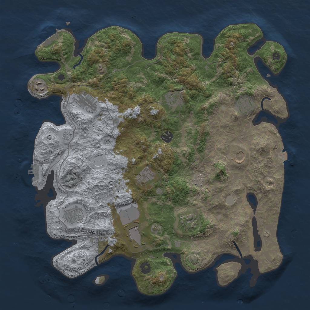 Rust Map: Procedural Map, Size: 4000, Seed: 91827364, 19 Monuments