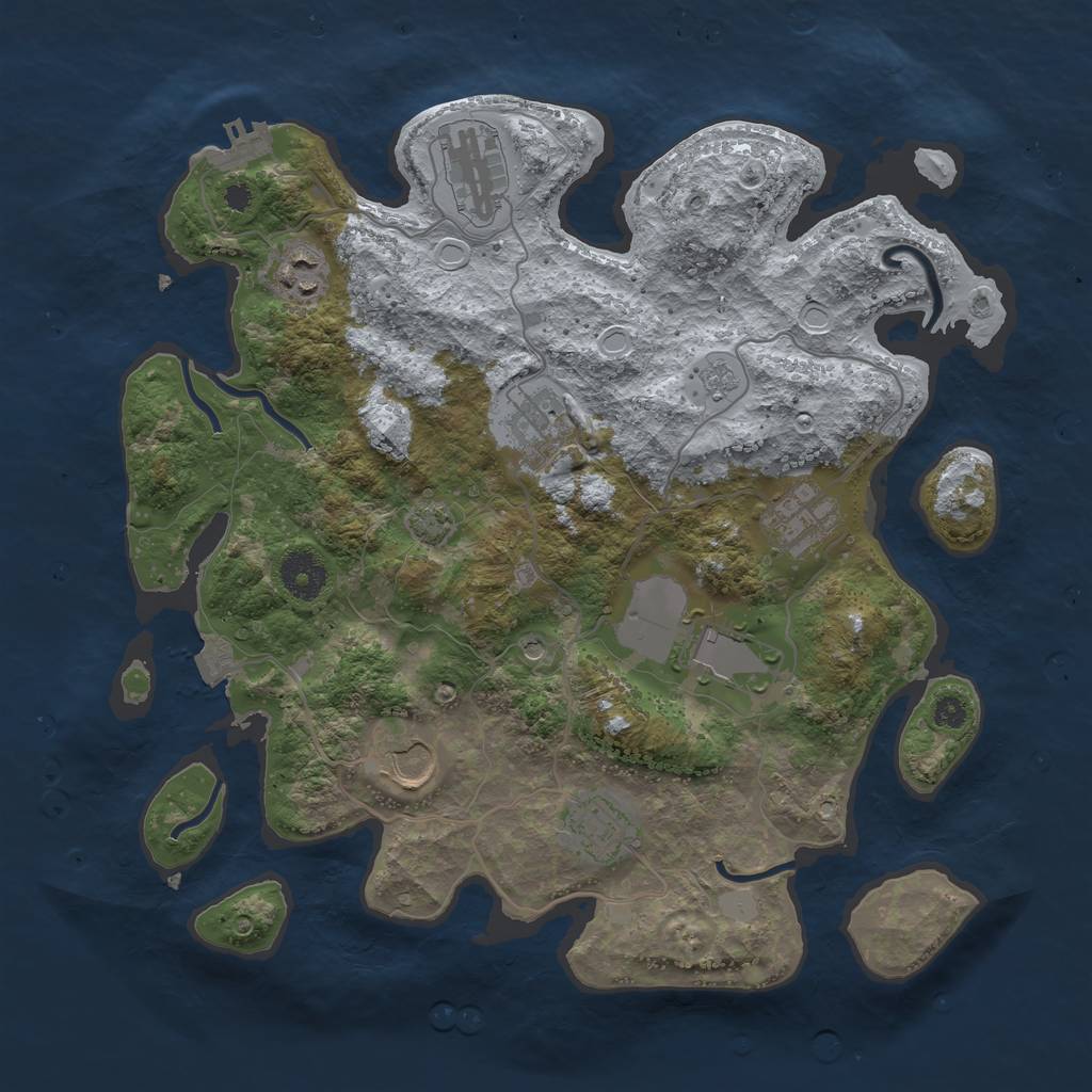 Rust Map: Procedural Map, Size: 3500, Seed: 28210, 14 Monuments
