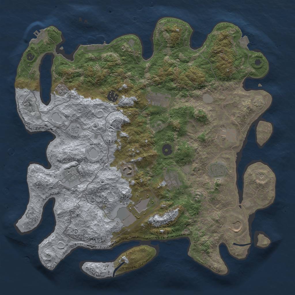 Rust Map: Procedural Map, Size: 4000, Seed: 698763344, 18 Monuments