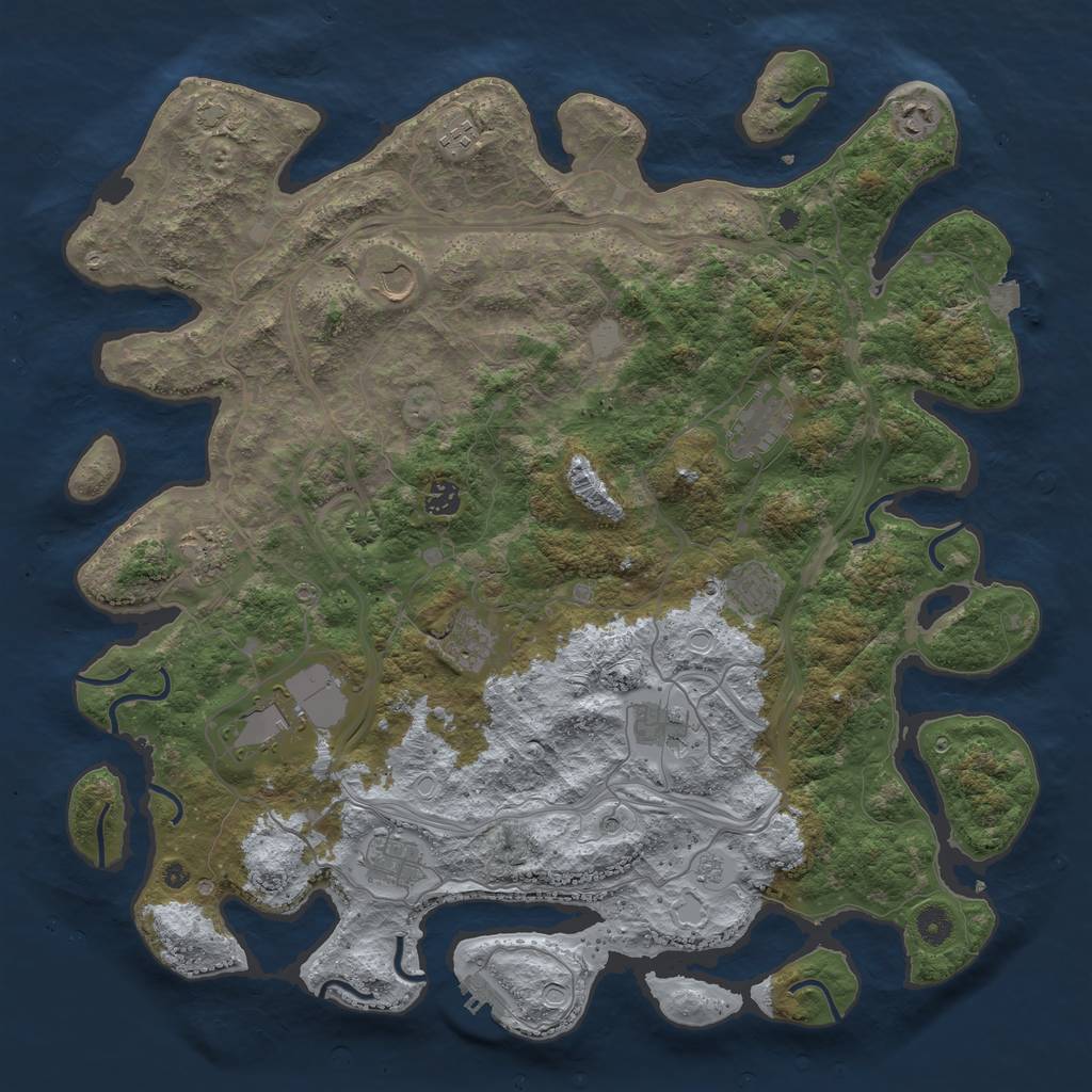 Rust Map: Procedural Map, Size: 4500, Seed: 5282025, 18 Monuments