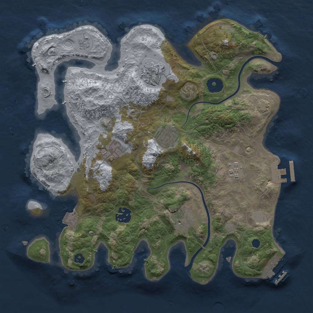 Rust Map: Procedural Map, Size: 3000, Seed: 1261537023, 11 Monuments