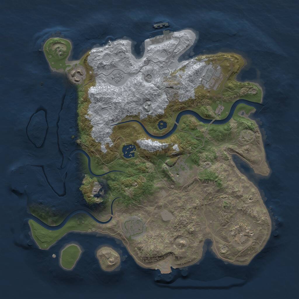 Rust Map: Procedural Map, Size: 3200, Seed: 199243073, 13 Monuments