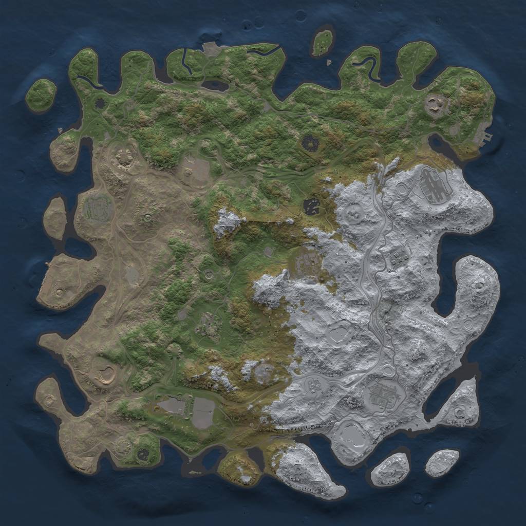 Rust Map: Procedural Map, Size: 4500, Seed: 2282021, 19 Monuments