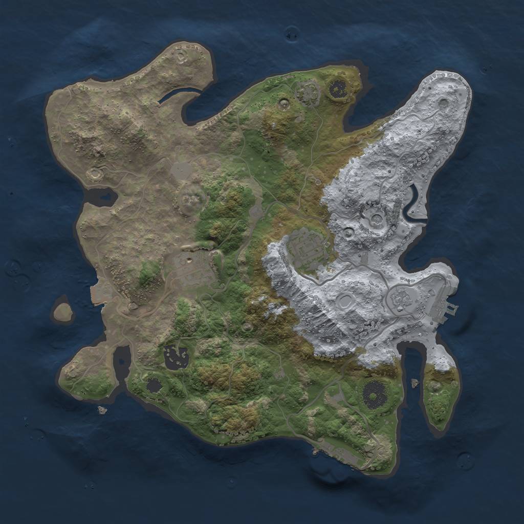Rust Map: Procedural Map, Size: 3000, Seed: 233492, 11 Monuments
