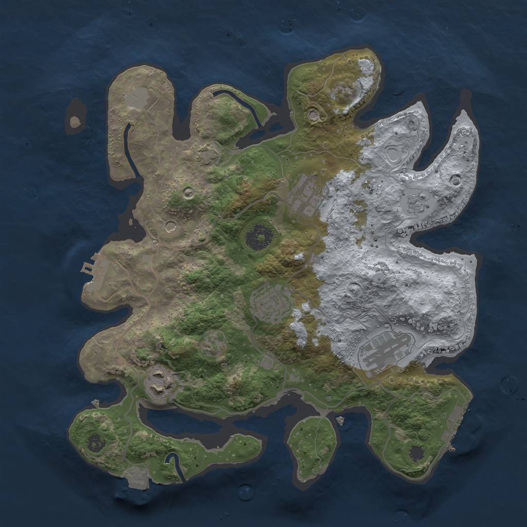 Rust Map: Procedural Map, Size: 3000, Seed: 5324245, 12 Monuments