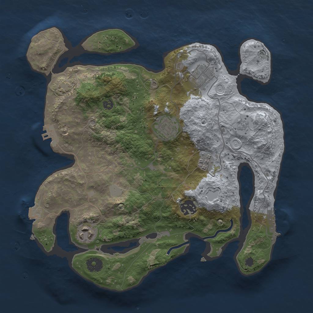 Rust Map: Procedural Map, Size: 3000, Seed: 92398, 12 Monuments