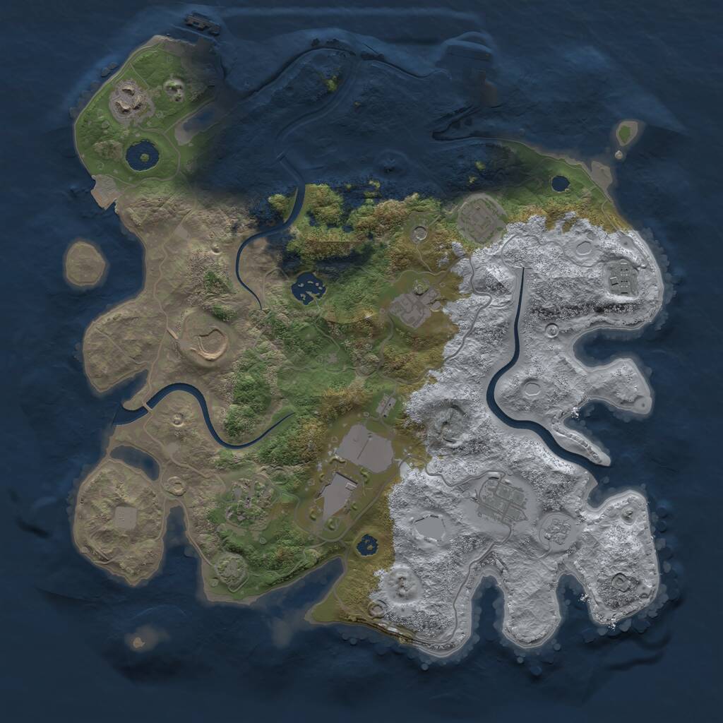 Rust Map: Procedural Map, Size: 3500, Seed: 56727272, 15 Monuments