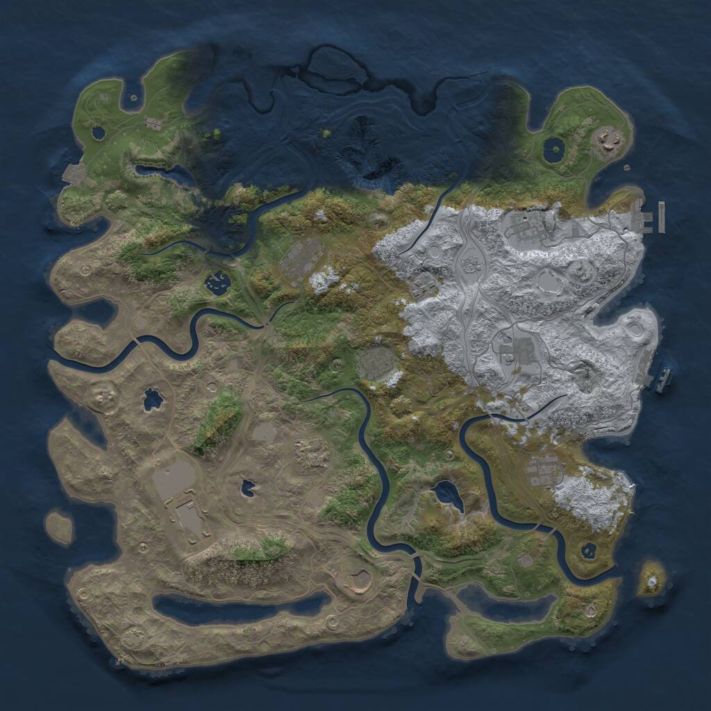 Rust Map: Procedural Map, Size: 4500, Seed: 525177860, 17 Monuments