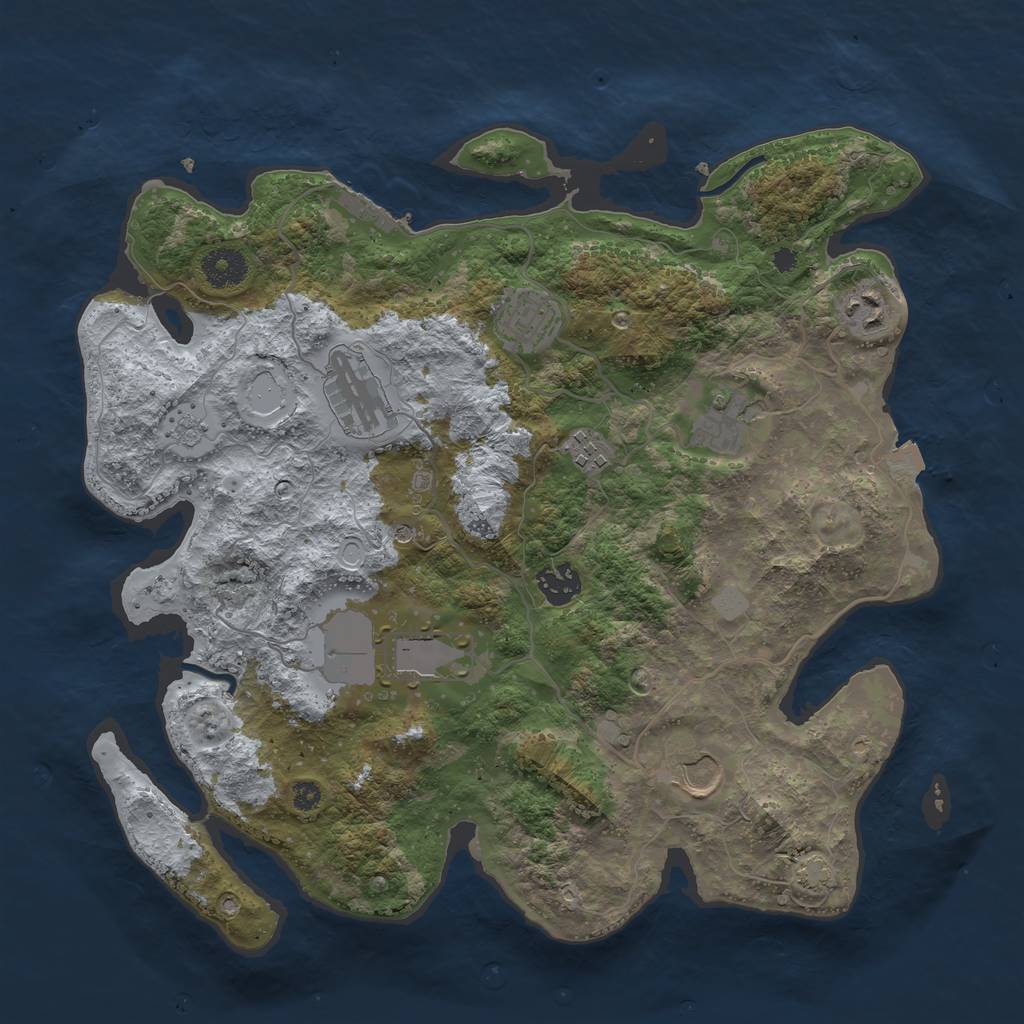 Rust Map: Procedural Map, Size: 3600, Seed: 309, 15 Monuments