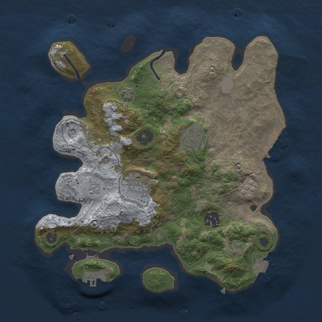 Rust Map: Procedural Map, Size: 3000, Seed: 3916, 12 Monuments