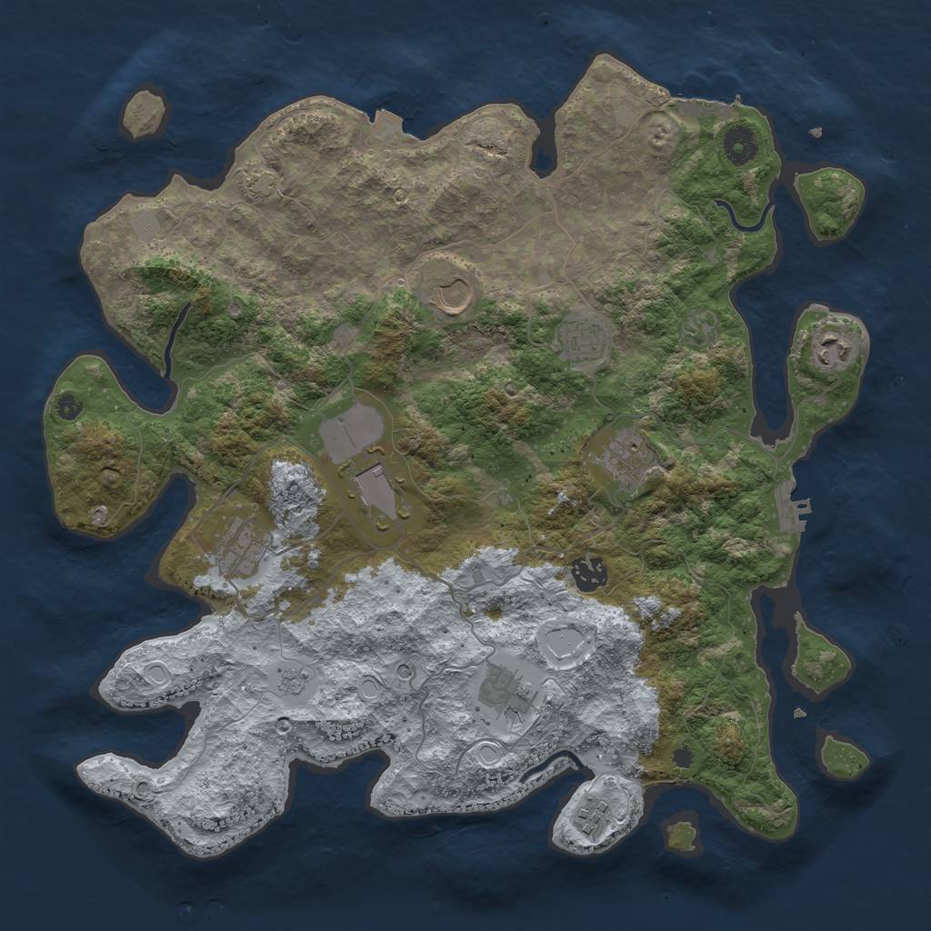 Rust Map: Procedural Map, Size: 3850, Seed: 1580868955, 17 Monuments