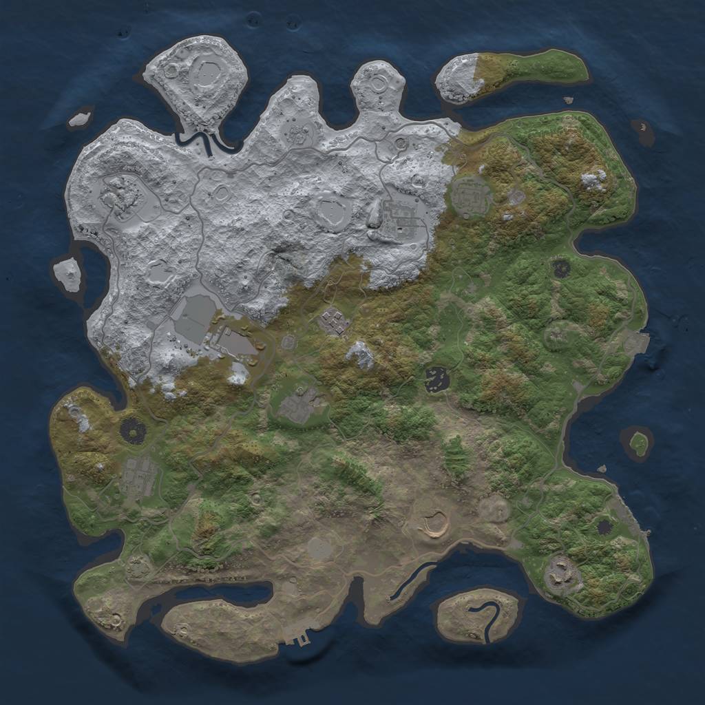 Rust Map: Procedural Map, Size: 4000, Seed: 171185025, 18 Monuments