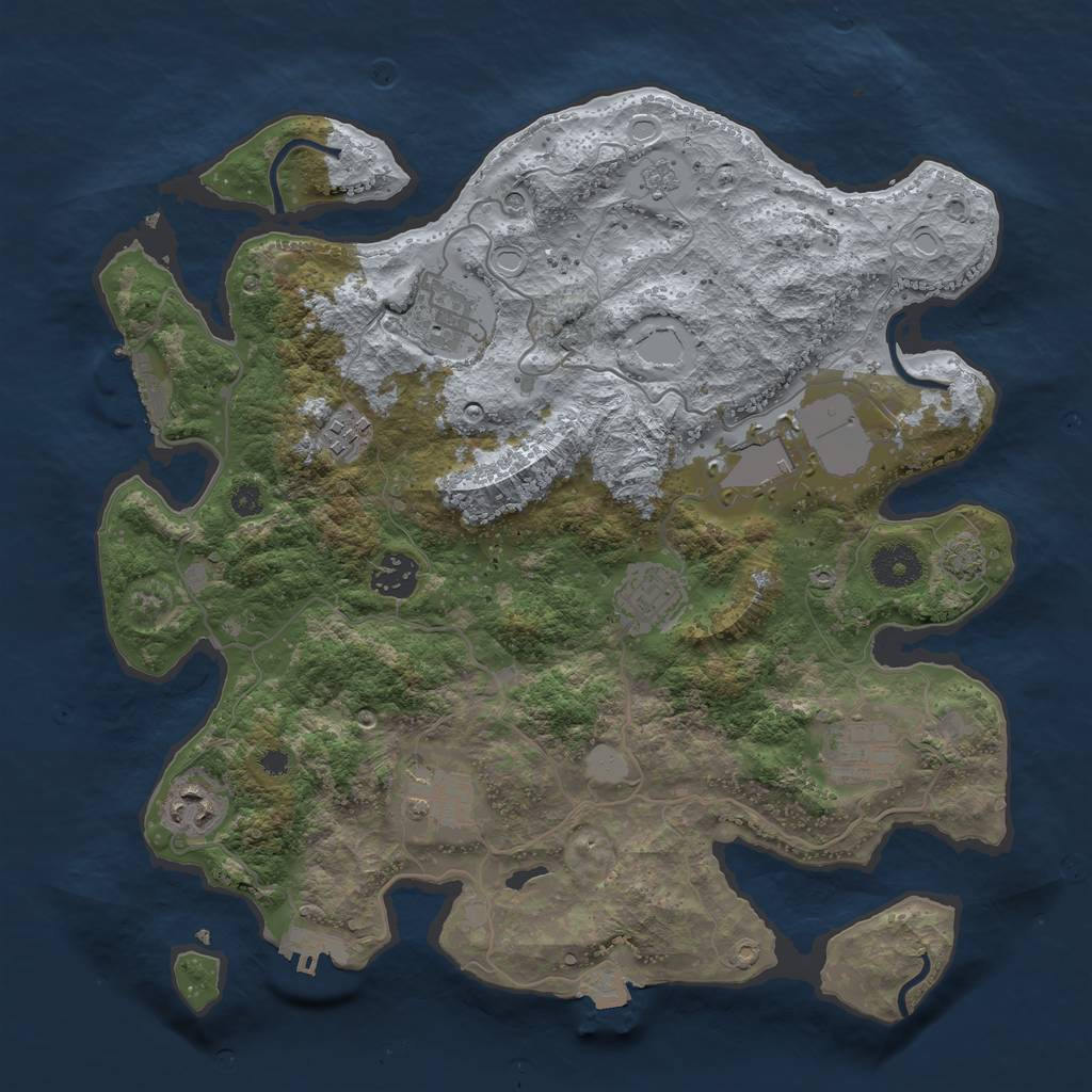Rust Map: Procedural Map, Size: 3500, Seed: 14345, 16 Monuments