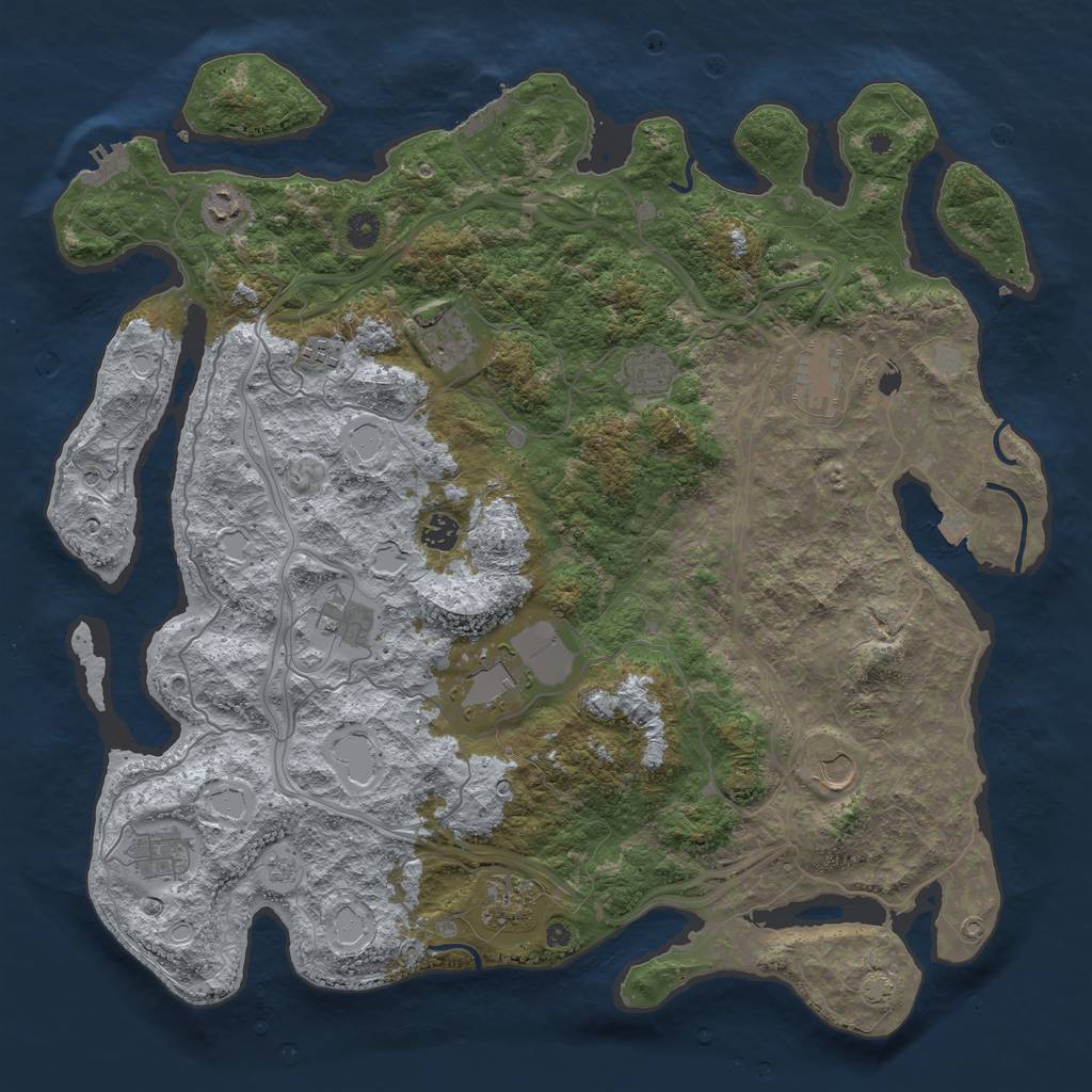 Rust Map: Procedural Map, Size: 4500, Seed: 2146434659, 19 Monuments