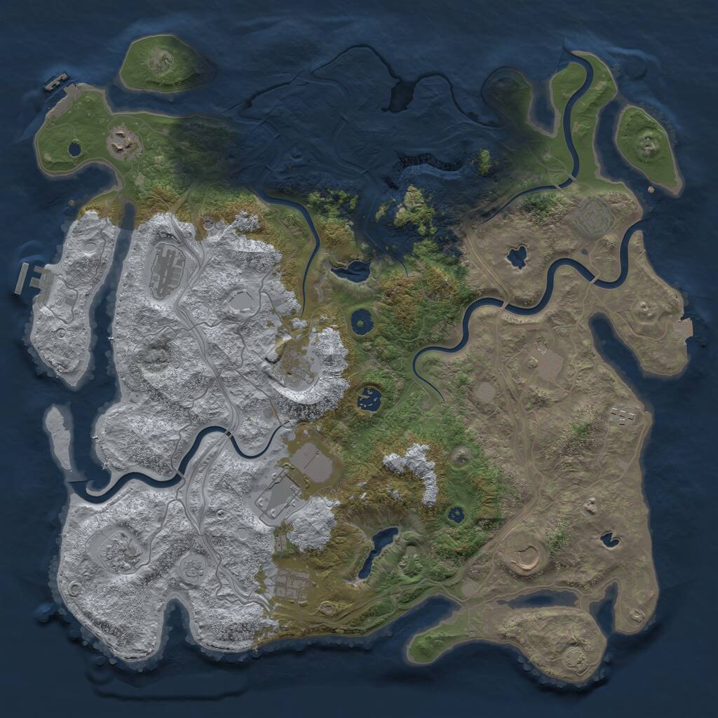 Rust Map: Procedural Map, Size: 4500, Seed: 2146434659, 17 Monuments