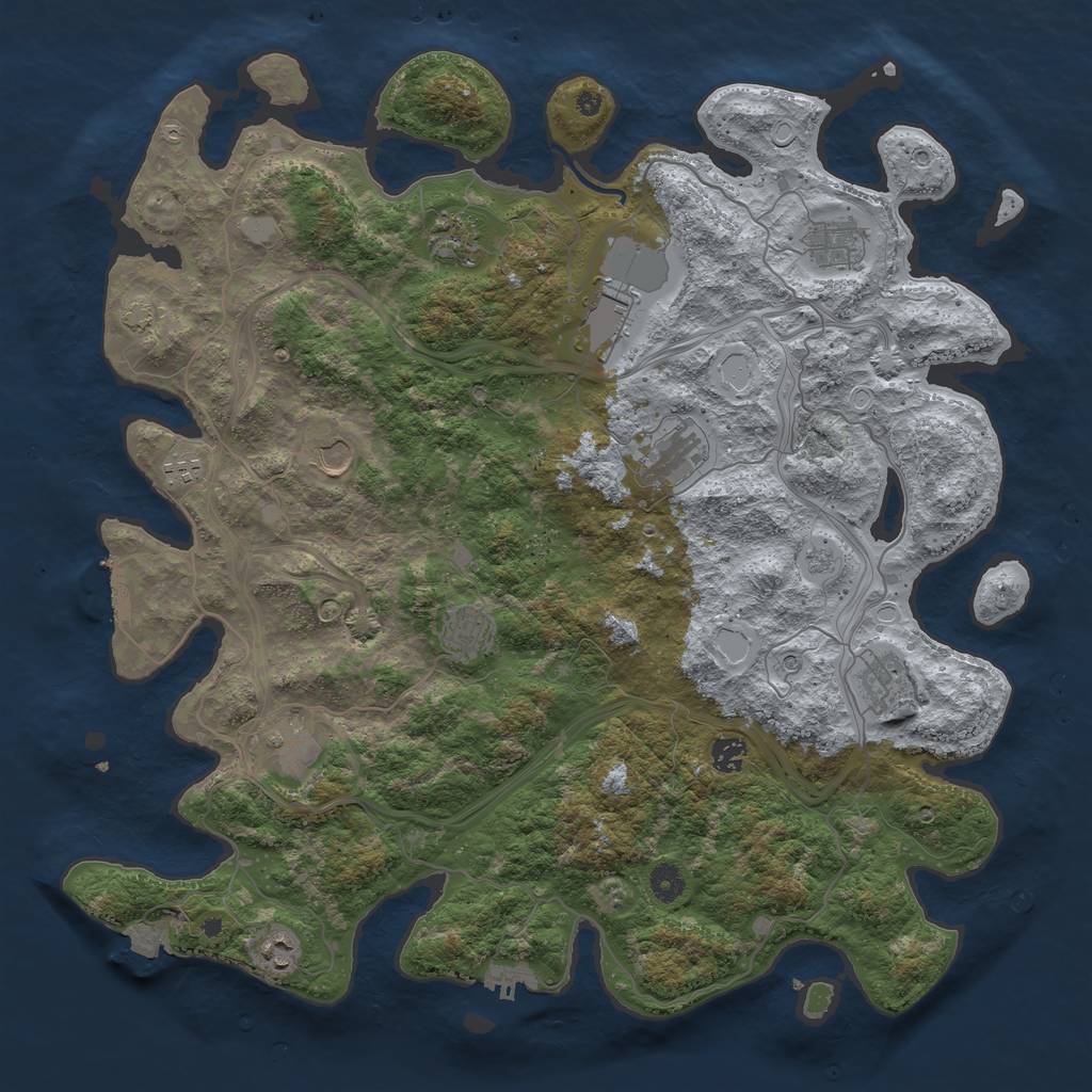 Rust Map: Procedural Map, Size: 4500, Seed: 365549922, 19 Monuments