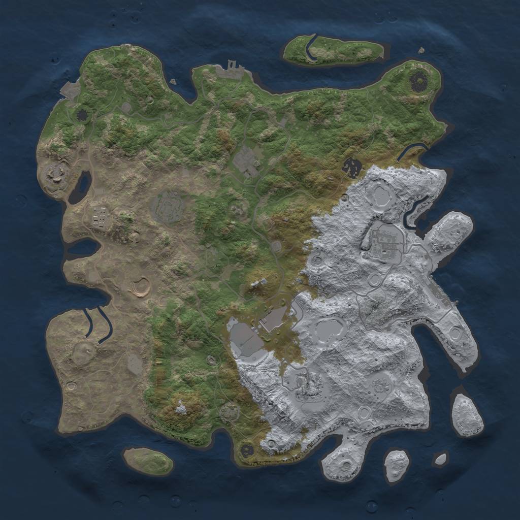 Rust Map: Procedural Map, Size: 4000, Seed: 1319485384, 17 Monuments