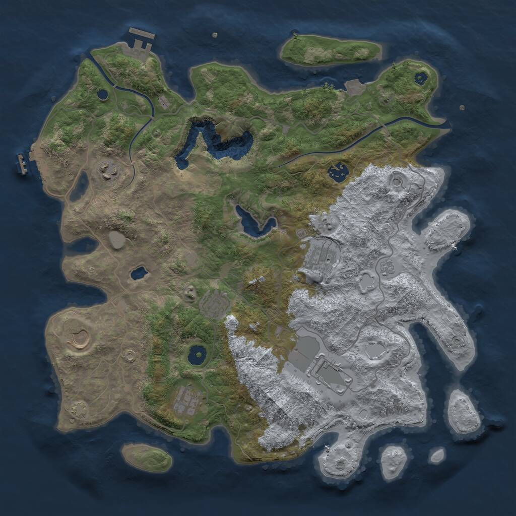 Rust Map: Procedural Map, Size: 4000, Seed: 1319485384, 13 Monuments