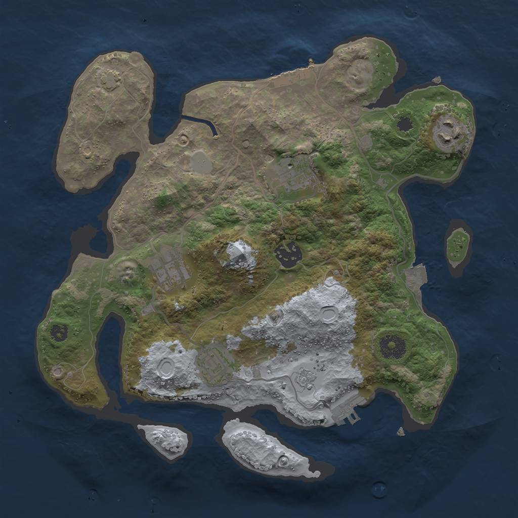 Rust Map: Procedural Map, Size: 3000, Seed: 1503054045, 12 Monuments