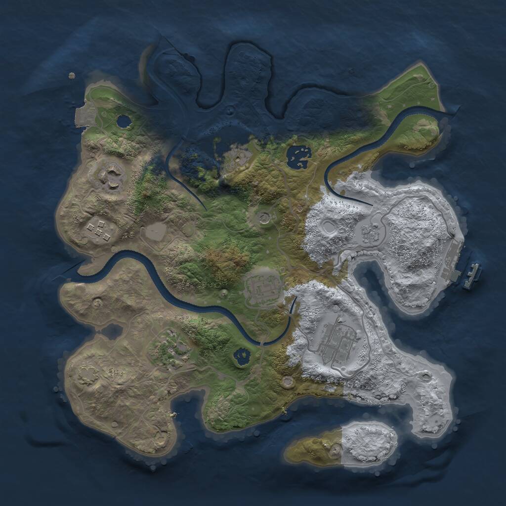 Rust Map: Procedural Map, Size: 3000, Seed: 8296, 12 Monuments