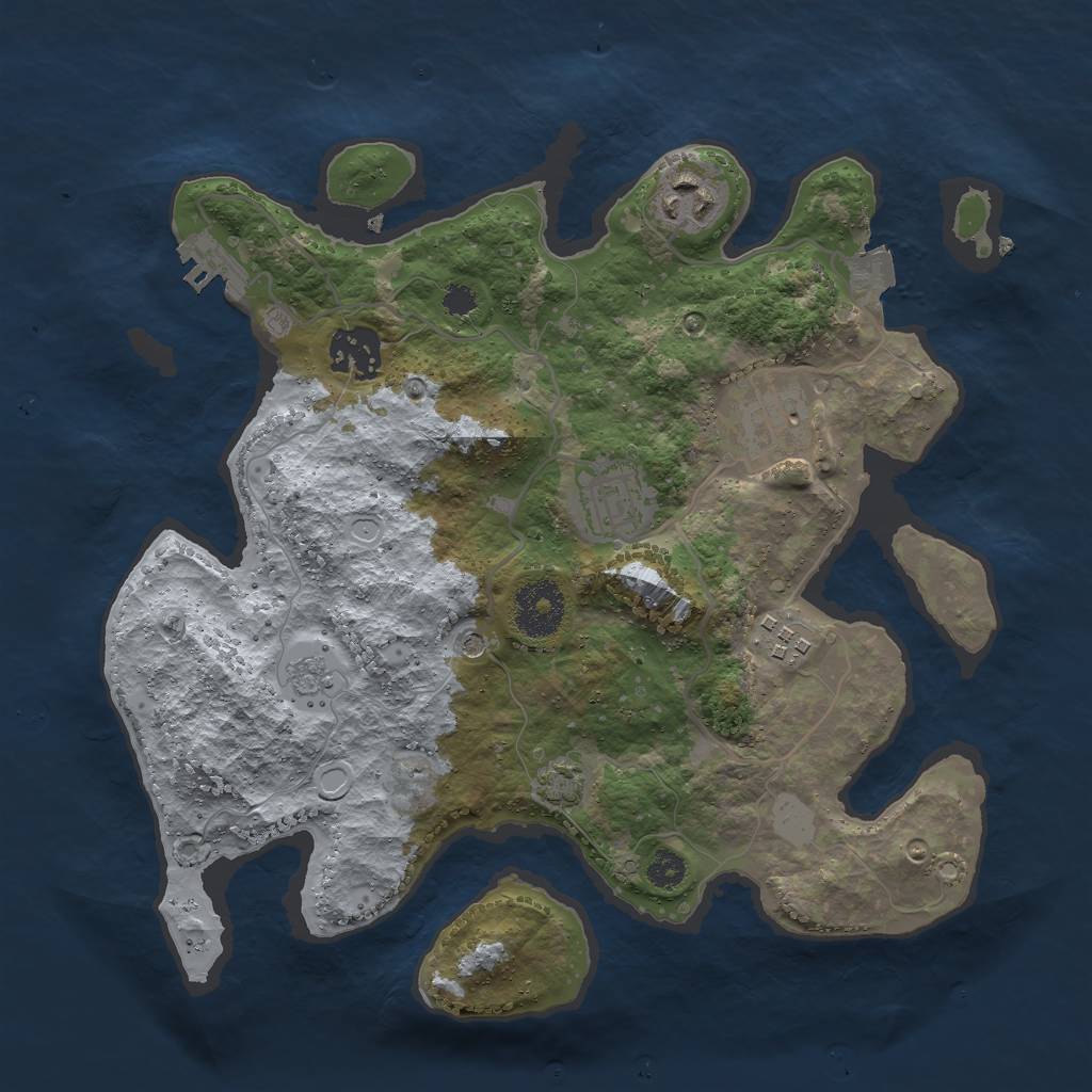 Rust Map: Procedural Map, Size: 3000, Seed: 4097865, 12 Monuments