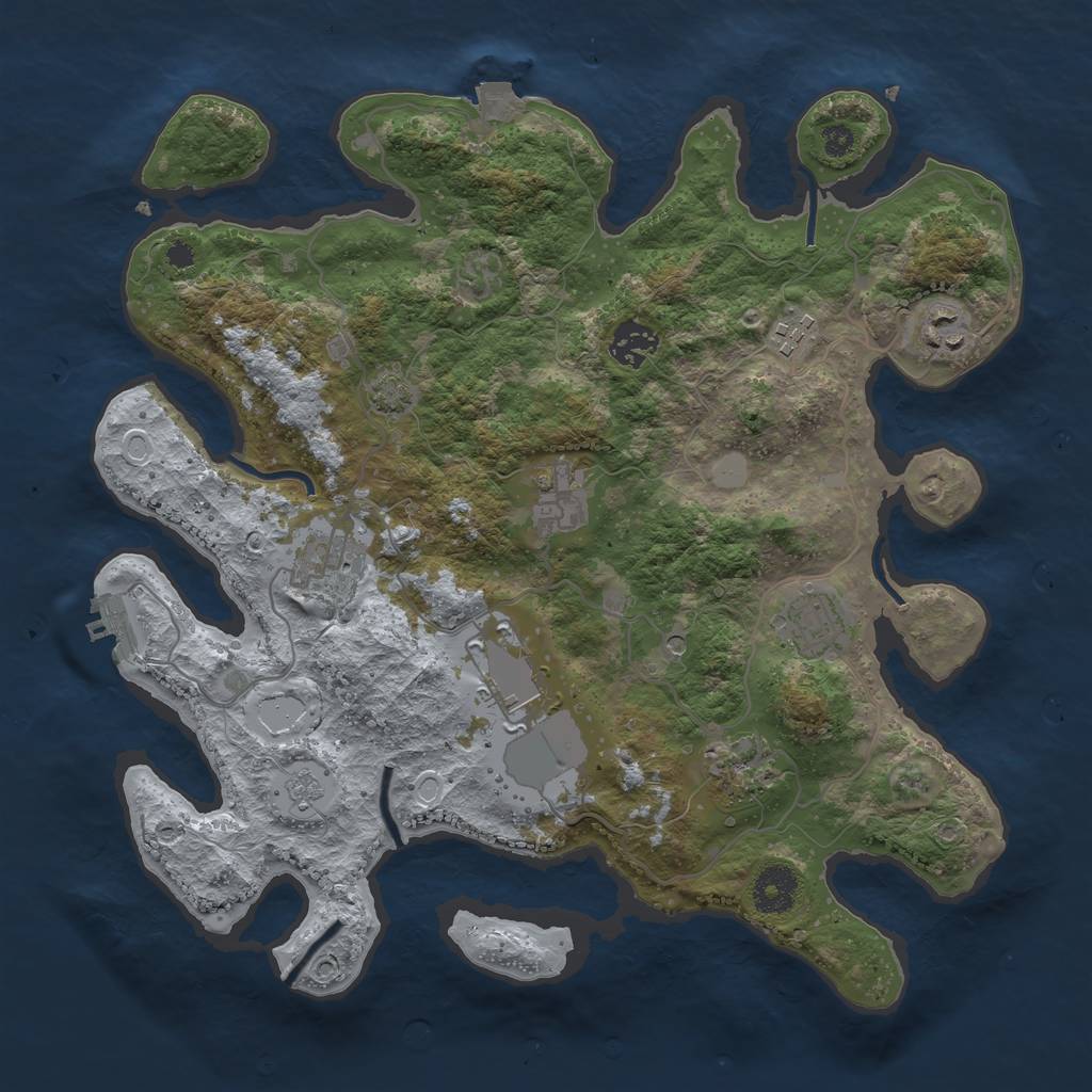 Rust Map: Procedural Map, Size: 3500, Seed: 1297781304, 15 Monuments