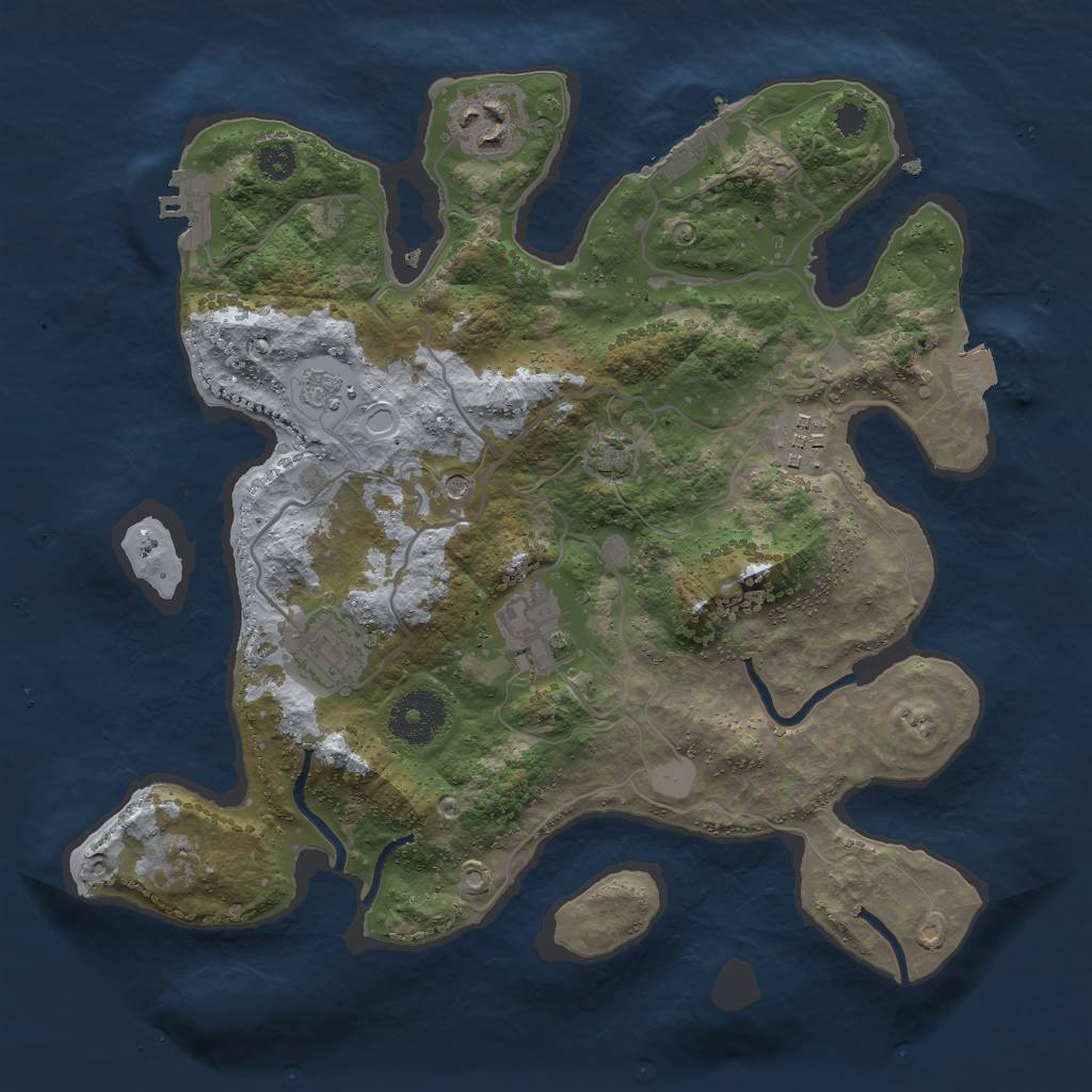 Rust Map: Procedural Map, Size: 3000, Seed: 19424, 12 Monuments
