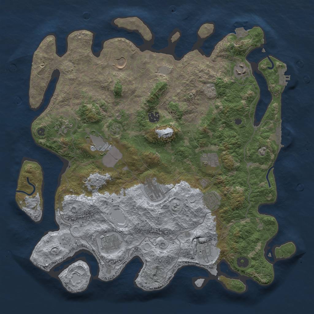 Rust Map: Procedural Map, Size: 4000, Seed: 416492413, 19 Monuments