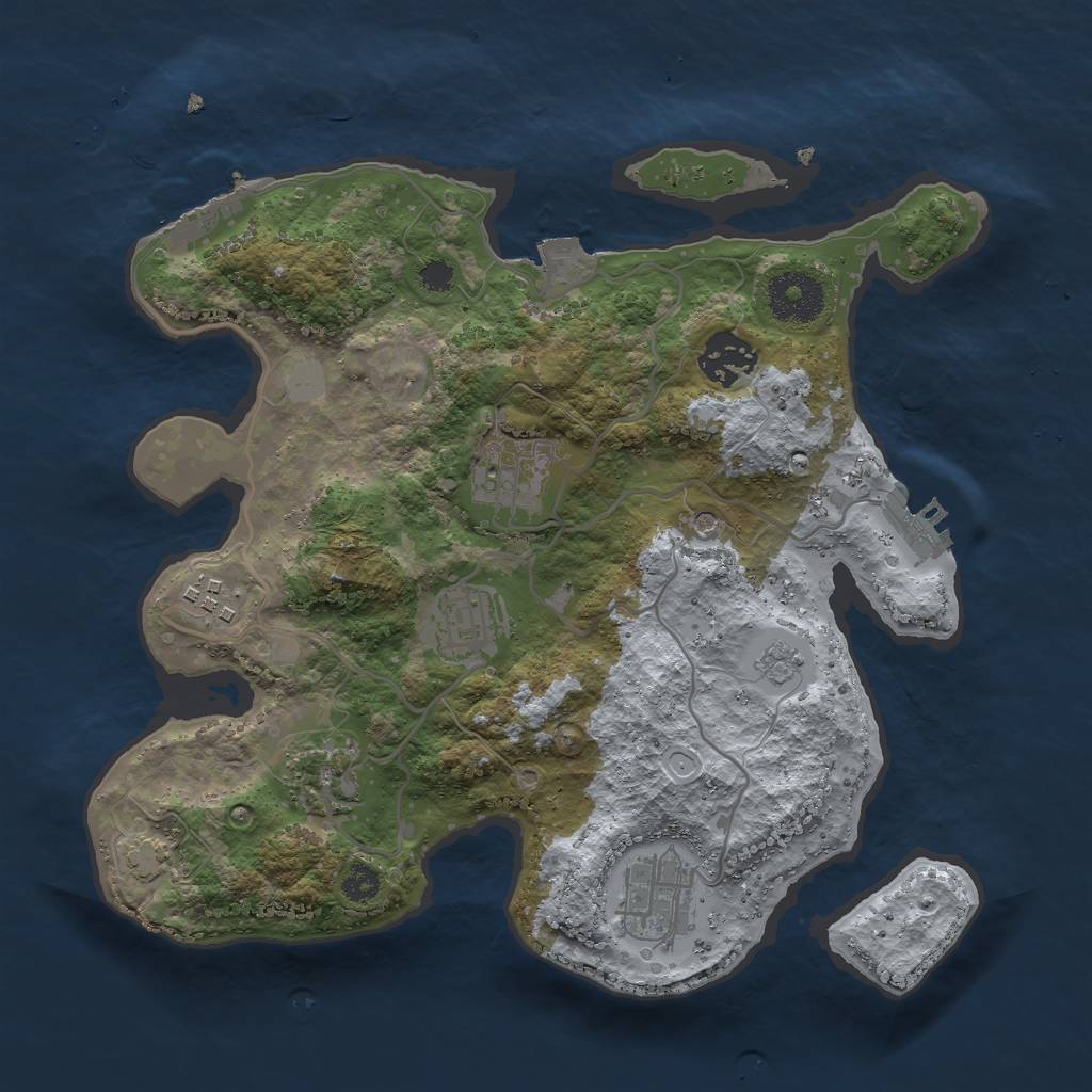 Rust Map: Procedural Map, Size: 3000, Seed: 18681, 14 Monuments