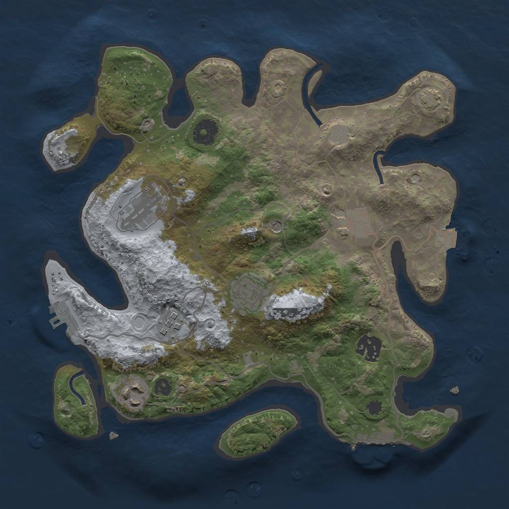 Rust Map: Procedural Map, Size: 3000, Seed: 52437, 13 Monuments