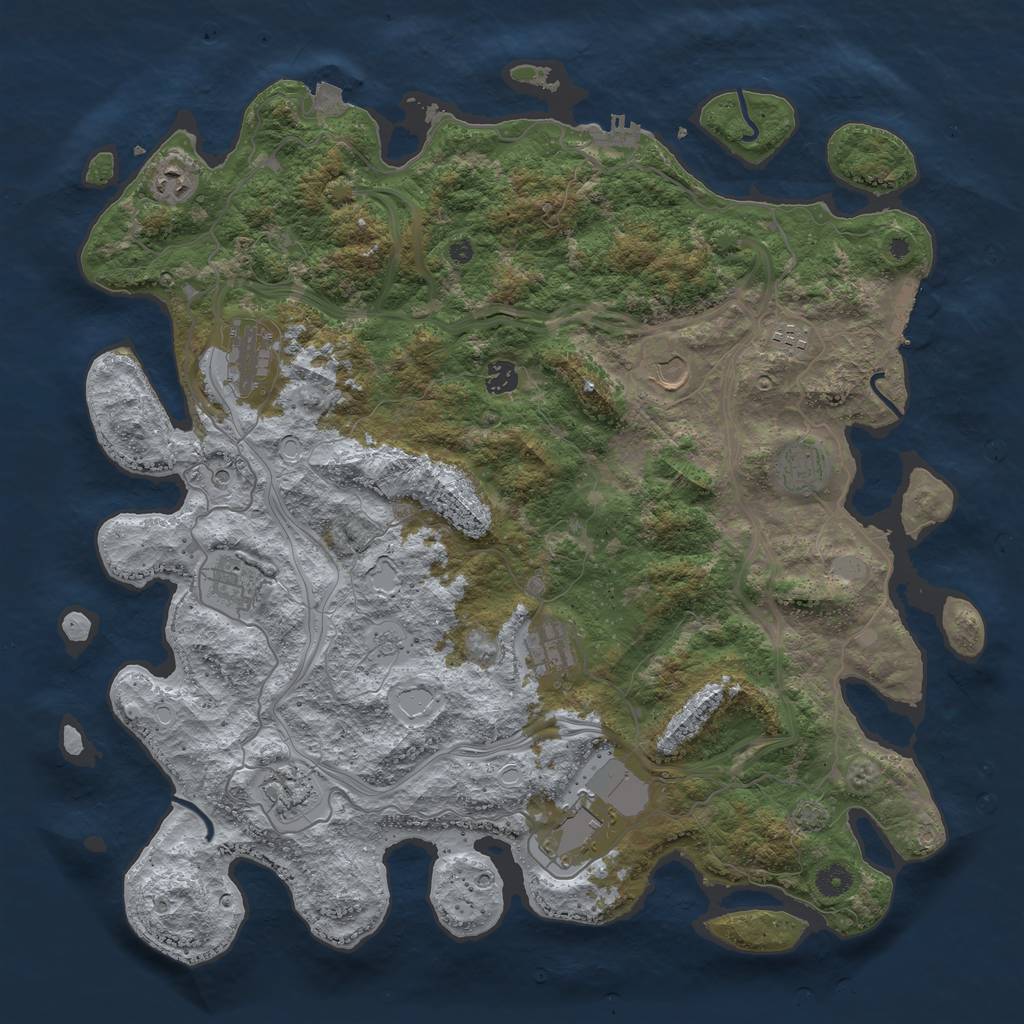 Rust Map: Procedural Map, Size: 4500, Seed: 478657263, 18 Monuments