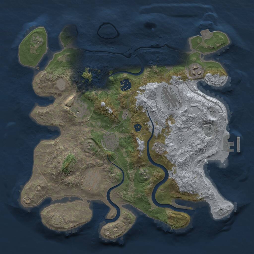 Rust Map: Procedural Map, Size: 3300, Seed: 1156254509, 12 Monuments