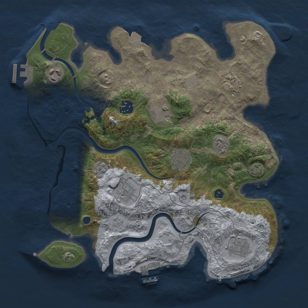 Rust Map: Procedural Map, Size: 3300, Seed: 1543897046, 14 Monuments