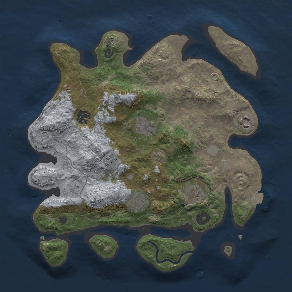 Rust Map: Procedural Map, Size: 3200, Seed: 29060308, 12 Monuments