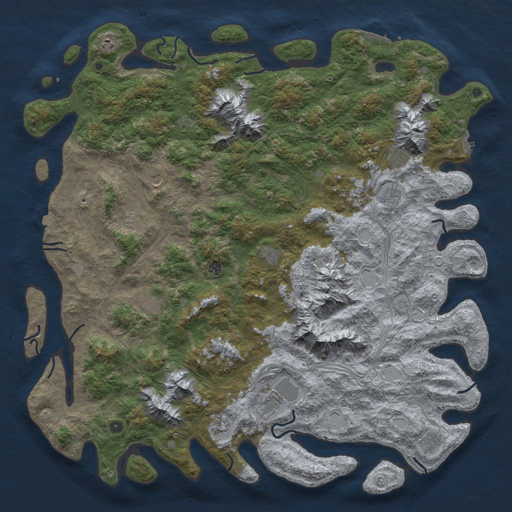 Rust Map: Procedural Map, Size: 6000, Seed: 4652, 19 Monuments