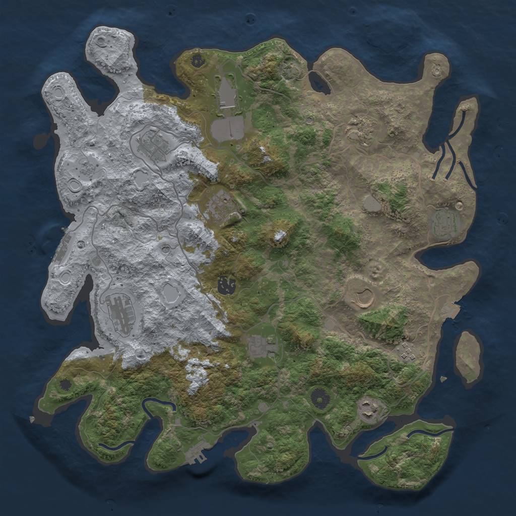 Rust Map: Procedural Map, Size: 4000, Seed: 85271135, 19 Monuments
