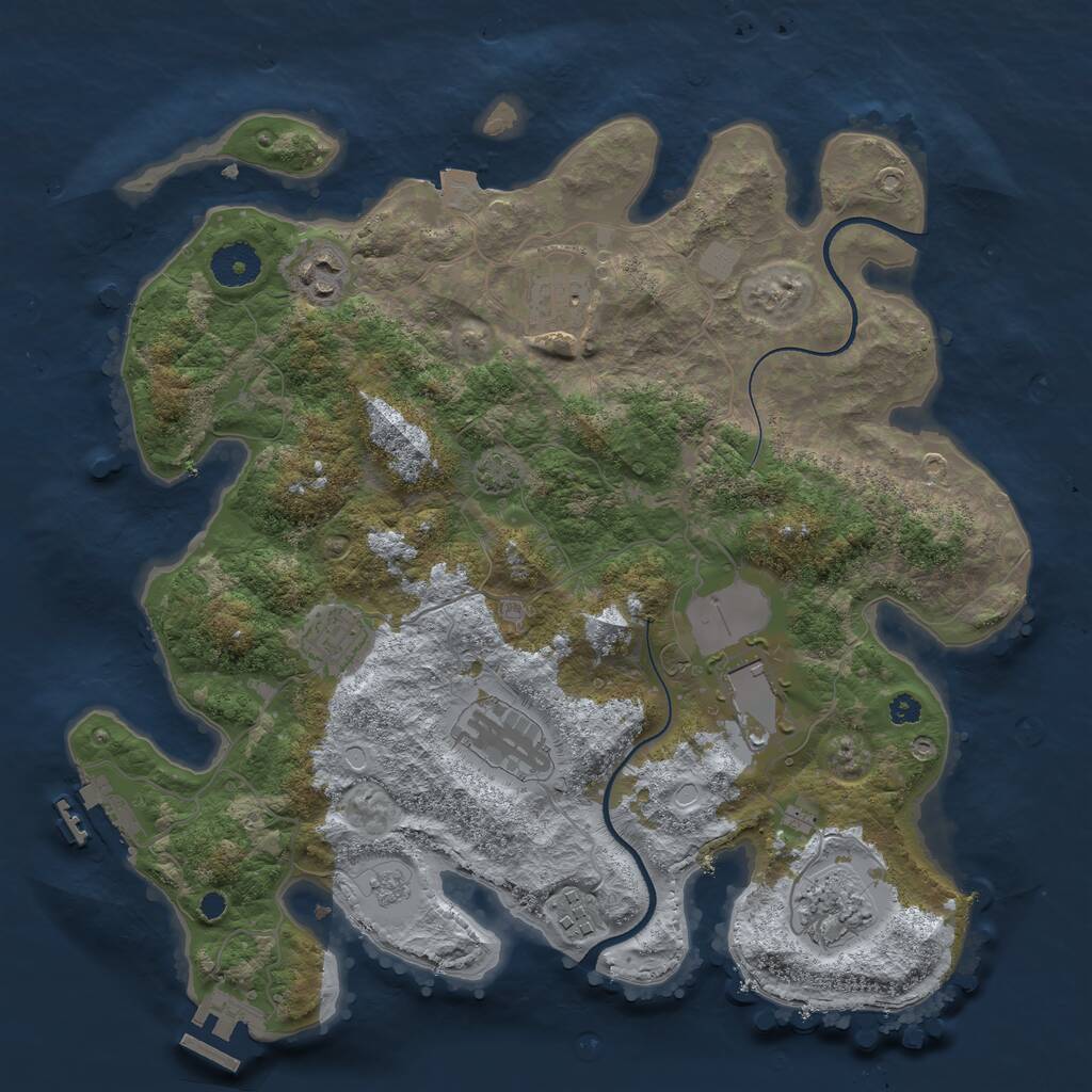 Rust Map: Procedural Map, Size: 3500, Seed: 1234124, 12 Monuments